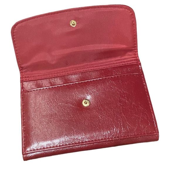 Time and Tru Frame Flap Wallet Burgundy Vinyl ID Window Card Slots - Picture 3 of 4